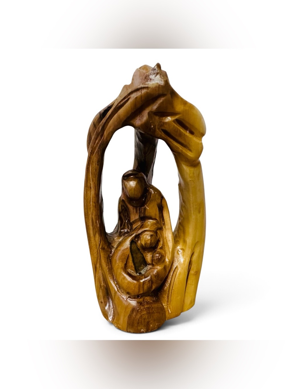 Hand Carved Artisan Holy Family Olive Wood Statue Bethlehem Jesus Mary Joseph